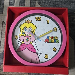 Super Mario Wall Kids Room Clock Red Peach Clock Analog Display
